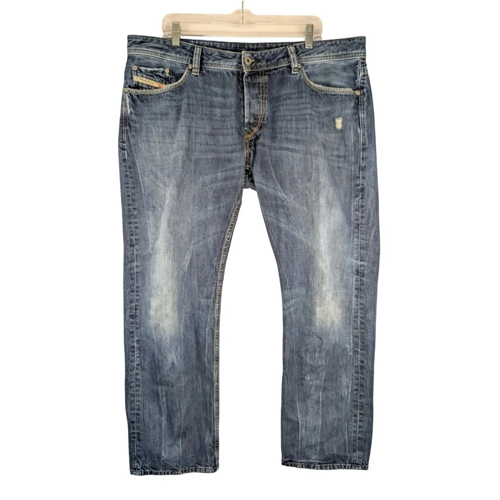Diesel Viker Jeans Mens W40 L30 Blue Regular Straight Wash 0RM80 Distressed
